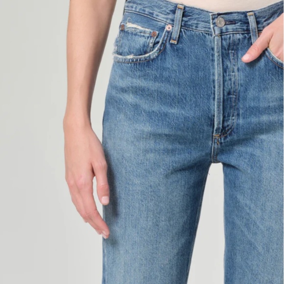 AGOLDE Riley High Rise Straight Crop Jeans in Frequency | Size 27 - Picture 4 of 16